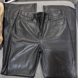 Rebecca Taylor Black Faux Leather Boot-Cut Pants